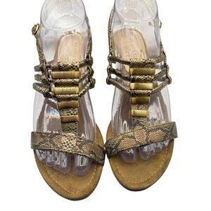 Ann Klein iflex Frink snake print wedge gladiator multi strappy sandals sz7